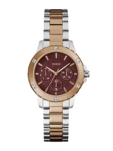 GUESS Women Textured Dial & Stainless Steel Analogue Multi Function Watch GW0723L2