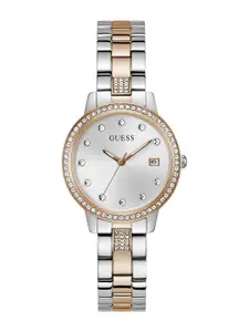 GUESS Women Embellished Dial & Stainless Steel Straps Analogue Watch GW0725L2