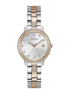 GUESS Women Embellished Dial & Stainless Steel Straps Analogue Watch GW0725L2