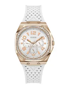 GUESS Women Textured Dial & Silicon Straps Analogue Watch GW0694L3