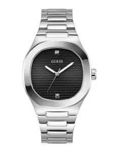 GUESS Men Printed Dial & Stainless Steel Bracelet Style Straps Digital Watch GW0662G1