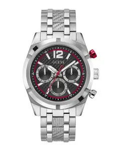 GUESS Men Textured Dial & Stainless Steel Straps Analogue Multi Function Watch GW0714G1
