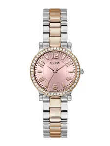 GUESS Women Embellished Dial & Stainless Steel Bracelet Style Straps Analogue Watch GW0686L4