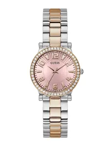 GUESS Women Embellished Dial & Stainless Steel Bracelet Style Analogue Watch GW0686L4