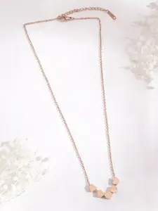 Rubans Voguish Rose Gold-Plated Necklace