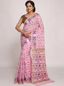 WoodenTant Woven Design Silk Cotton Jamdani Saree