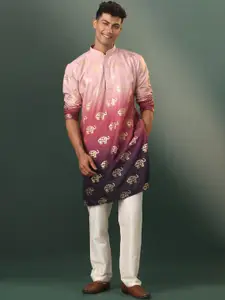 VASTRAMAY Ombre Printed Mandarin Collar Straight Kurta with Pyjama
