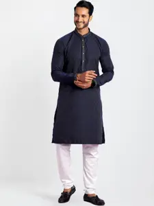 Indian Poshakh Geometric Woven Design Straight Kurta with Pyjamas