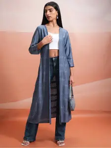 Tokyo Talkies Self Design Longline Open Front Shrug