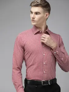 Van Heusen Pure Cotton Slim Fit Grid Tattersall Checked Formal Shirt