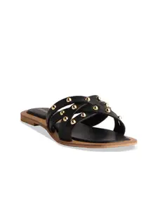 ERIDANI Embellished Open Toe Flats