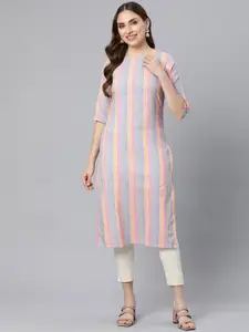 KALINI Striped Sequinned Straight Kurta