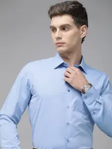 Van Heusen Pure Cotton Self Design Slim Fit Textured Formal Shirt
