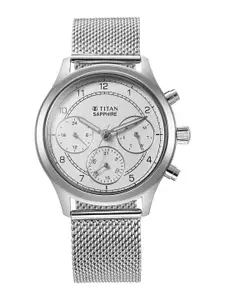 Titan Men Embellished Dial & Stainless Steel Bracelet Style Straps Analogue Watch 1874SM01