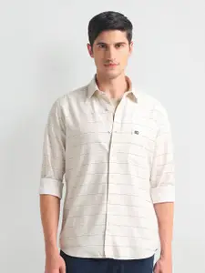 Arrow Sport Slim Fit Horizontal Stripes Opaque Twill Weave Cotton Casual Shirt