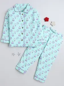 BUMZEE Infant Girls Printed Pure Cotton Night suit