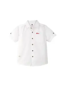 TONYBOY Boys Premium Fit Spread Collar Short Sleeves Cotton Casual Shirt