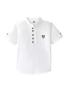 TONYBOY Boys Premium Fit Mandarin Collar Short Sleeves Cotton Casual Shirt