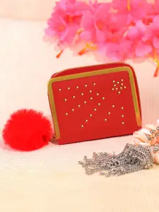 DressBerry Red Women Embellished Zip Around Wallet