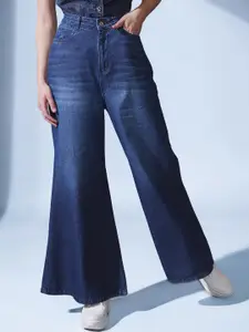 STREET 9 Women Smart Flared High-Rise Light Fade Cotton Jeans