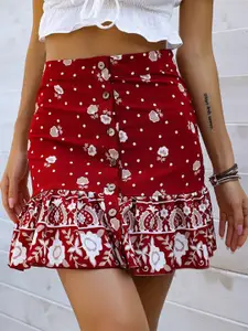 StyleCast Floral Print Tulip Mini Skirt