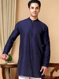 TATTVA Mandarin Collar Woven Design Straight Kurta