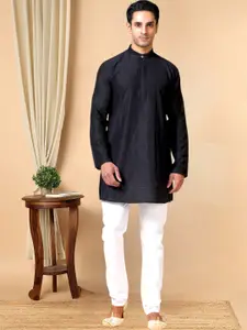 TATTVA Mandarin Collar Woven Design Straight Kurta