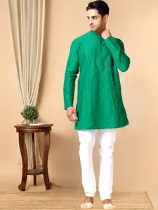TATTVA Mandarin Collar Woven Design Straight Kurta