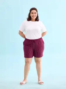 Go Colors Women Striped Lounge Shorts