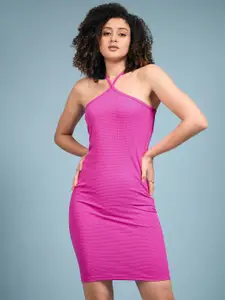 DressBerry Pink Halter Neck Bodycon Mini Dress