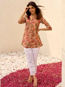 Libas Floral Printed Mandarin Collar A Line Kurti