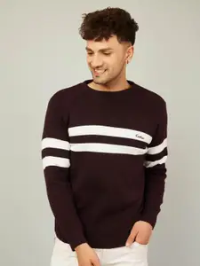 KVETOO Striped Round Neck Acrylic Pullover Sweater