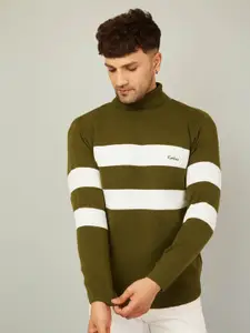 KVETOO Striped Turtle Neck Acrylic Pullover Sweater