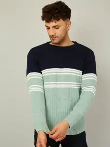 KVETOO Striped Round Neck Acrylic Pullover Sweater