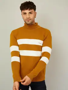 KVETOO Striped Turtle Neck Acrylic Pullover Sweater