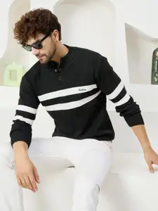 KVETOO Striped High Neck Acrylic Pullover Sweater