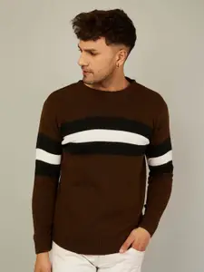 KVETOO Striped Round Neck Acrylic Pullover Sweater