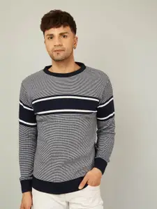 KVETOO Striped Round Neck Acrylic Pullover Sweater