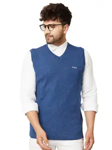 KVETOO Striped Self Design Acrylic Sweater Vest