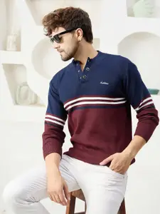 KVETOO Colourblocked Turtle Neck Acrylic Pullover Sweater