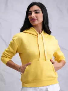 Tokyo Talkies Yellow Relaxed Hooded Pullover Sweatshirt
