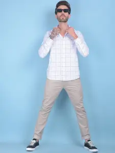 Crimsoune Club Classic Slim Fit Windowpane Checks Cotton Checked Casual Shirt