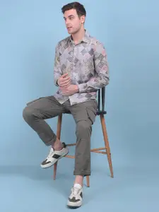 Crimsoune Club Classic Slim Fit Opaque Floral Printed Cotton Casual Shirt