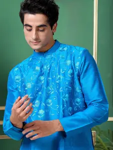 TATTVA Floral Printed Mandarin Collar Straight Kurta