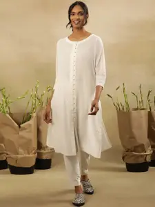 W Embellished Sequinned Pure Cotton Straight Kurta