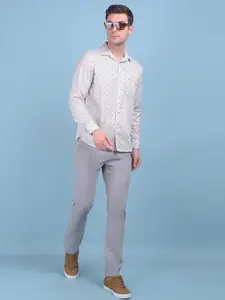 Crimsoune Club Geometric Printed Classic Slim Fit Opaque Printed Cotton Casual Shirt