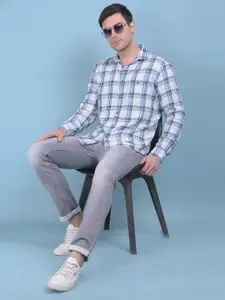 Crimsoune Club Classic Checked Spread Collar Slim Fit Cotton Casual Shirt