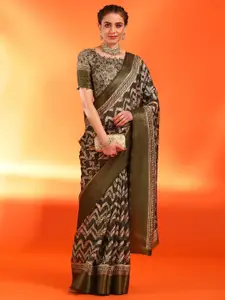 Saree mall Geometric Printed Zari Woven Design Sungudi Saree