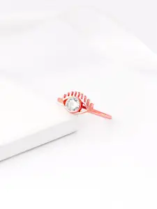 GIVA 925 Sterling Silver Rose Gold Plated Stones Studded Finger Ring