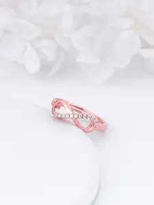 GIVA 925 Sterling Silver Rose Gold-Plated Adjustable CZ-Studded Ring